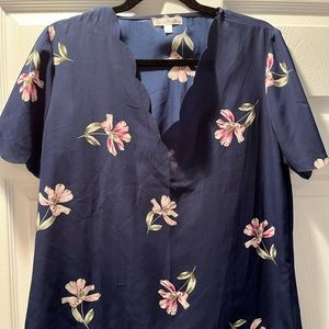 Navy Floral Blouse